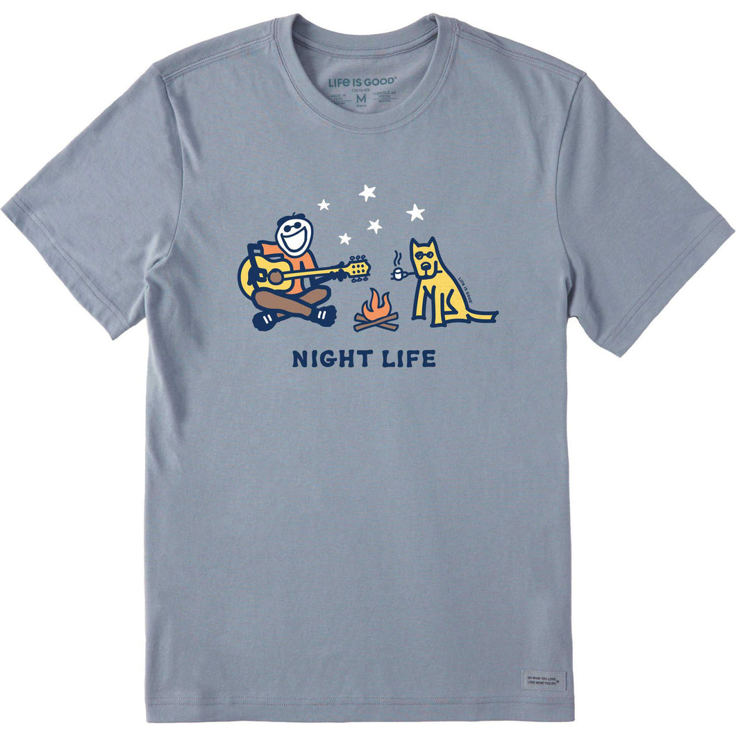 Life Is Good Mens Night Life Short Sleeve Crusher T Shirt